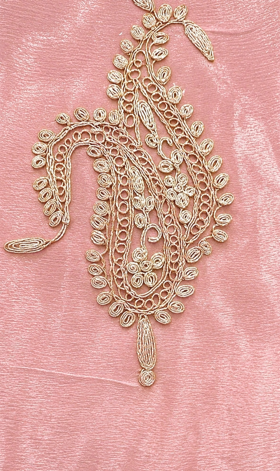Atharva Heritage MAHARANI LUXURY Hand Woven TISSUE SILK 80 Grams SUIT with Rose Gold Dori Embroidery AHMTC002 Powder Pink