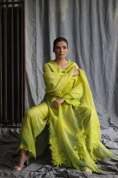 ATHARVA HERITAGE Satin Organza 80 Grams Ombre Hand Applique Pakistani Suit SLPOM976