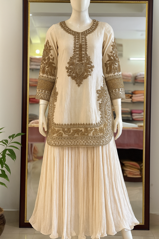 Atharva Heritage ✨ Diwali & Karva Chauth Exclusive – Handwoven Tissue Silk Zardozi Ensemble ✨ PTSTHZ569
