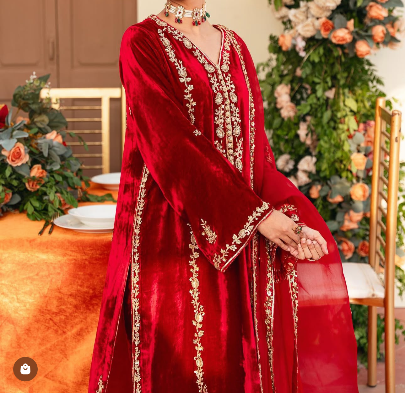 Atharva Heritage Gul-e-Shehnai Royale – Premium Pure Silk Velvet Pakistani Suit with Hand Zardozi Embroidery (Red) | Customizable | Luxury Trousseau Collection RSV165