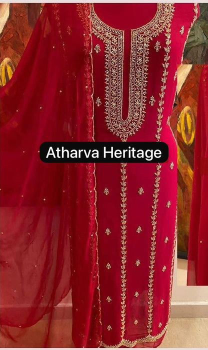 ATHARVA Hand Embroidery Salwar Kameez/Chanderi Ladies Suit/Pure Silk Organza Dupatta/Cut Dana/Custom Stitch Unstitch/Gift/CH16765