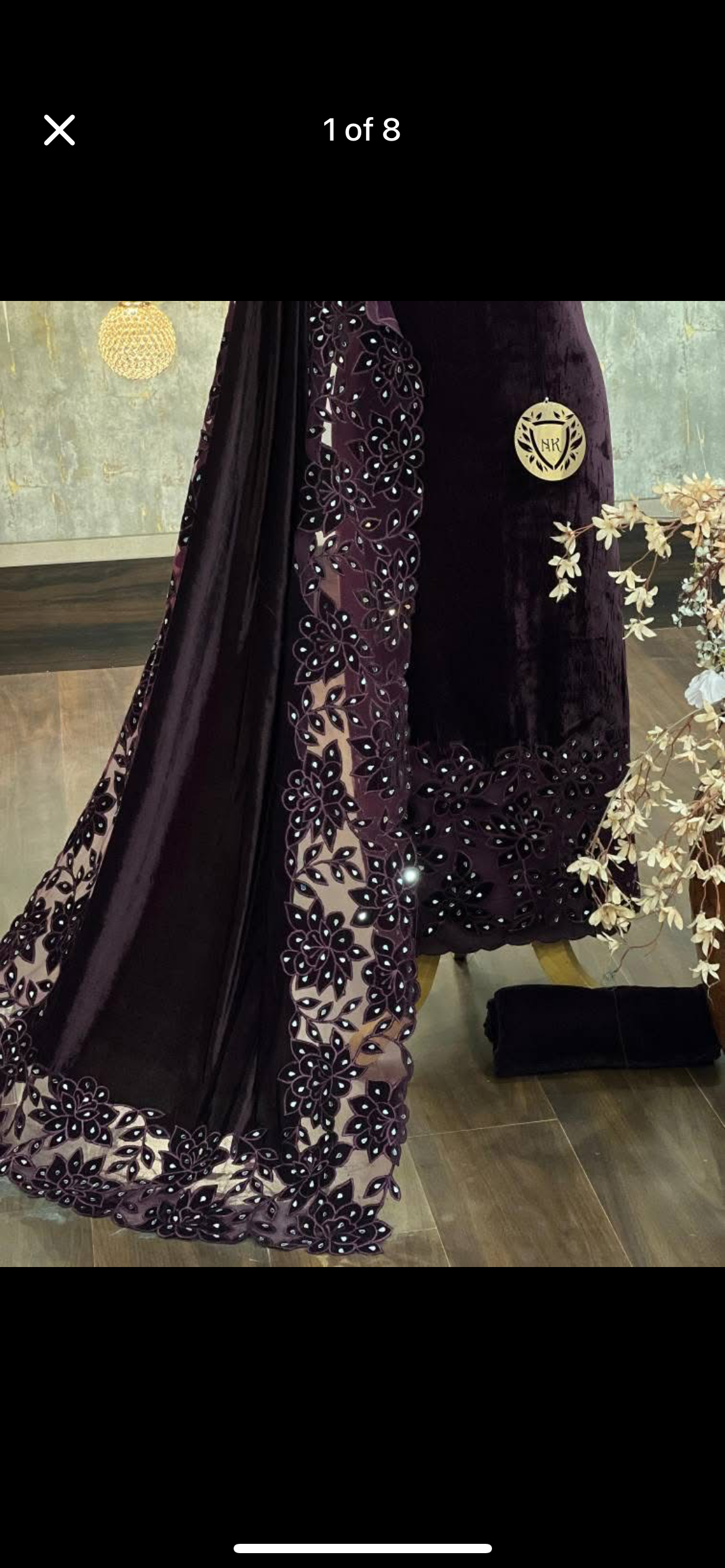 ATHARVA Applique Embroidery Salwar Kameeiz/Velvet Cut-Work Shirt & Dupatta/Velvet Bottom/Custom Stitch Unstitch/Plazo/Pant/VC8138