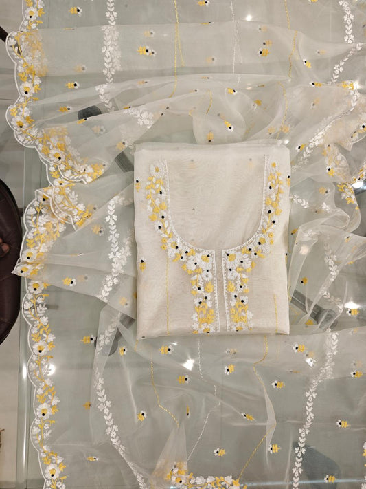 ATHARVA HERITAGE SHEER LUXURY PURE SILK ORGANZA KASHMIRI AARI EMBROIDERY SUIT SHEER0021W