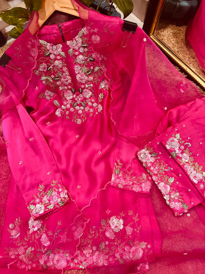 Atharva Heritage Premium Hand-Embroidered Farshi Salwar Suit in Pure Satin Silk PSSF145