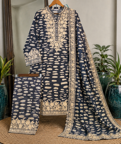 Atharva Heritage Luxury Pure Crepe 80 Grams Parsi Embroidered Pakistani Suit | Premium Designer Suit | Atharv Heritage AH1813CS18