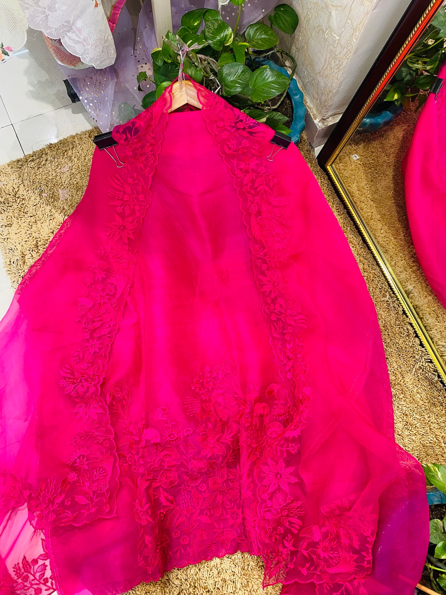 Sheer Luxury Trousseau Collection unstitched Suit SLP0051(B) Hot Pink