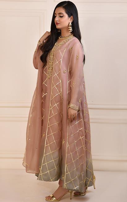 Atharva Heritage Pure Silk Organza Ombré   Anarkali OAA002