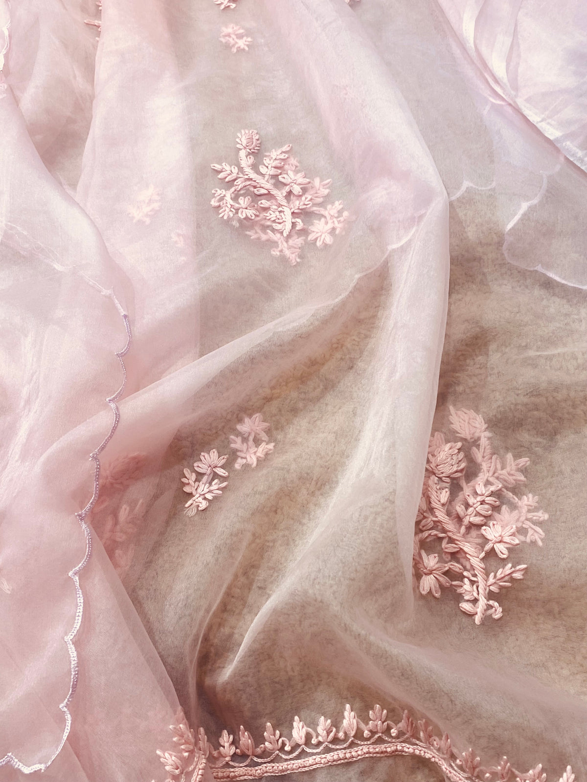 Atharva Heritage Sheer Luxury /Premium Lucknowi Collection Sheer00088 PINK