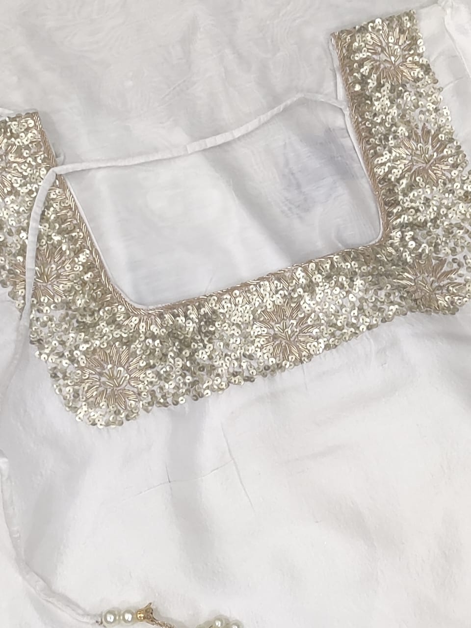 Atharva Heritage Pearl White Hand-Embroidered Raw Silk Pakistani Suit | Custom Stitched up to 9XL PRA001