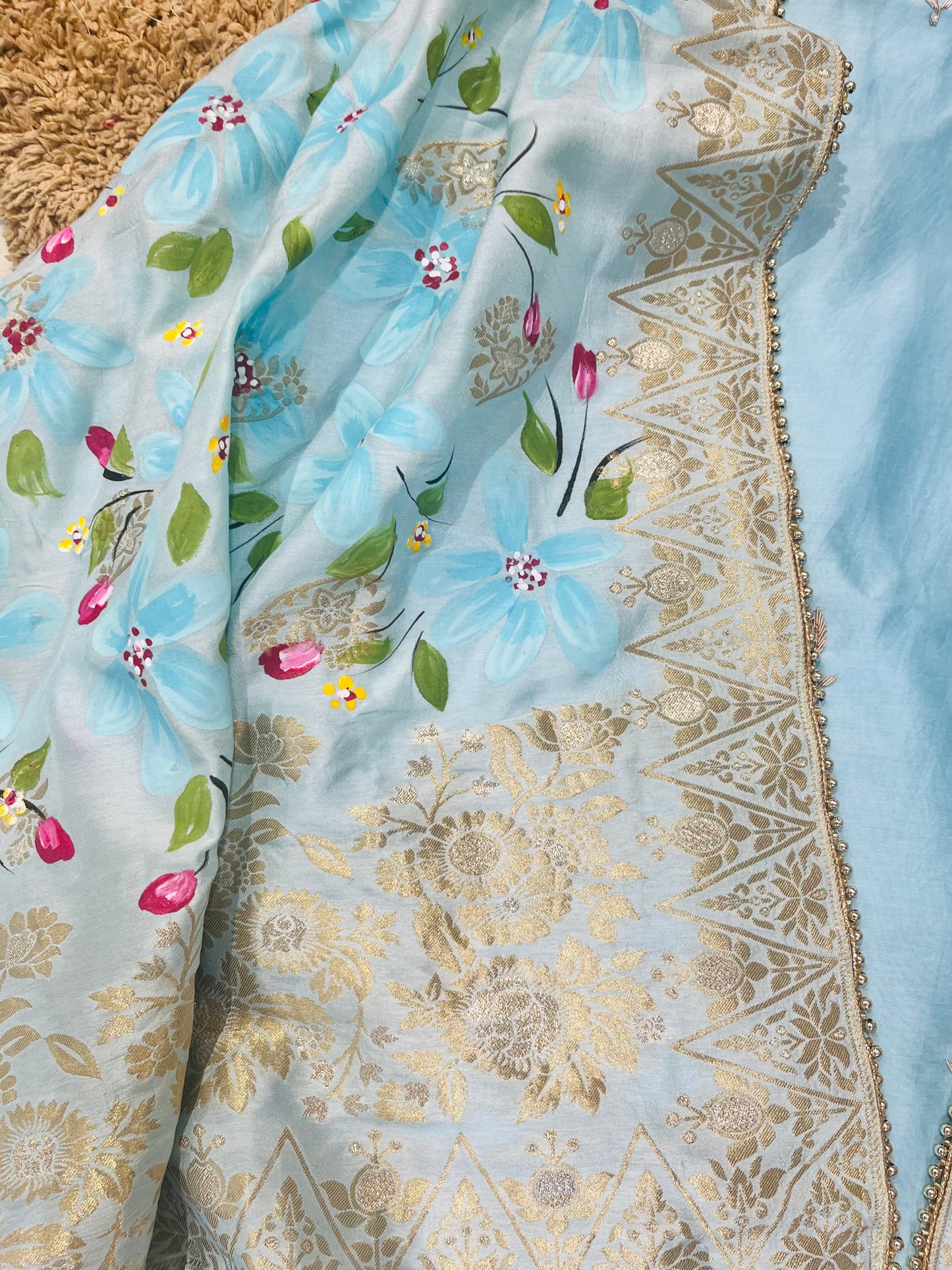 ATHARVA HERITAGE Hand Embroidery Salwar Kameez/Chanderi Ladies Suit/Banarsi Silk Dupatta/Stones/Custom Stitch Unstitch/Embroidery Potli/Gift/CH16778