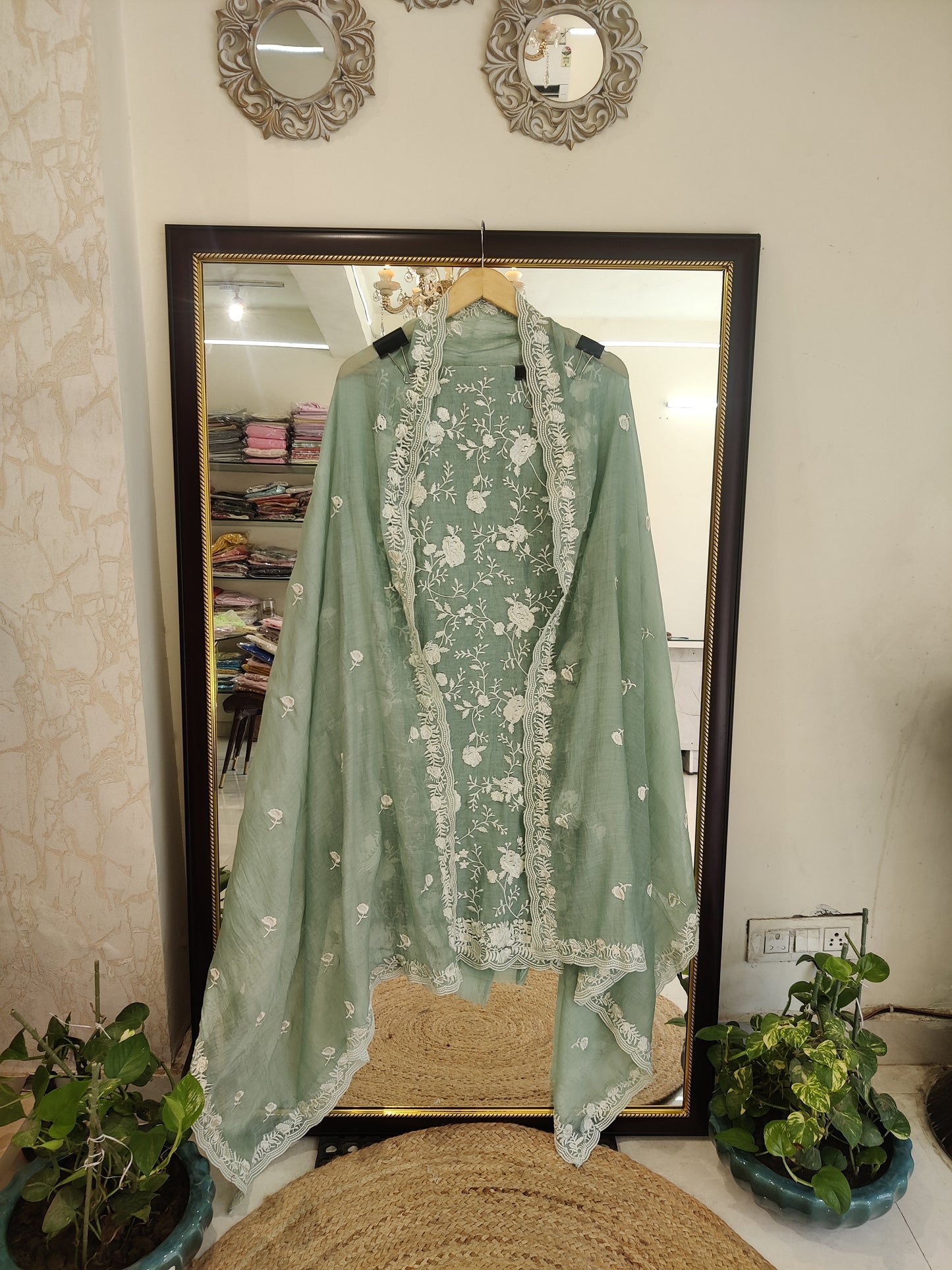 PURE MUL CHANDERI PARSI GARA SUIT MCH001P Pista