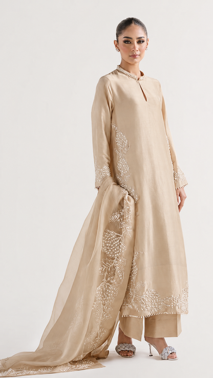 Atharva Heritage Sheer Luxury Pure Silk Ready to Wear Pakistani Suit SLP0012 Deep Red