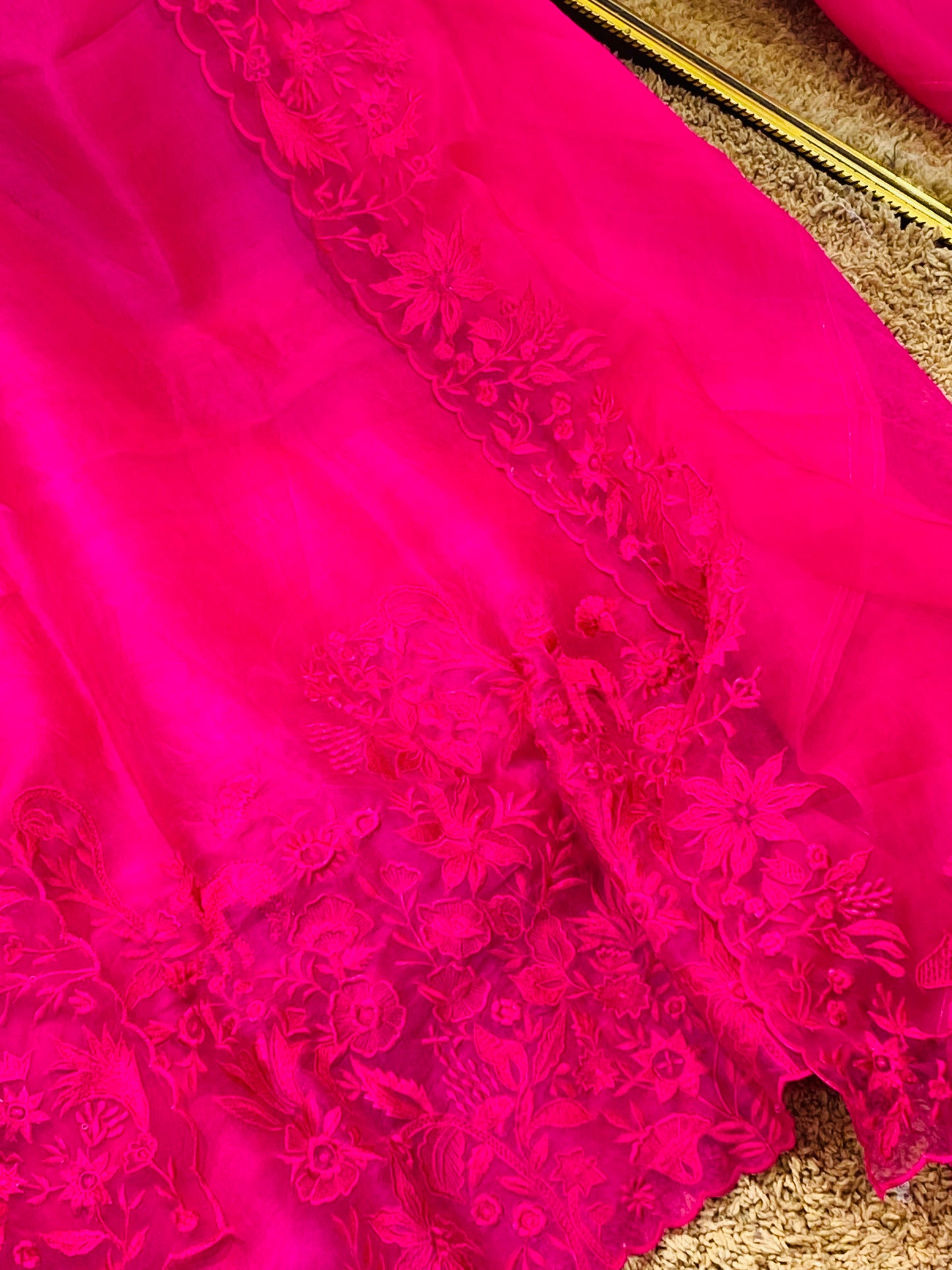 Sheer Luxury Trousseau Collection unstitched Suit SLP0051(B) Hot Pink