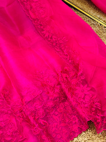 Sheer Luxury Trousseau Collection unstitched Suit SLP0051(B) Hot Pink