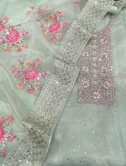 ATHARVA HERITAGE Sheer Luxury PURE SILK ORGANZA HAND EMBROIDERED KURTA WITH CROSS STITCH EMBROIDERED DUPATTA Collection SLR009
