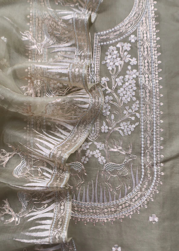 Atharva Heritage Sheer Luxury Pure Silk Organza Kurta and Pure Silk Organza Dupatta Tilla Pitta Embroidered Suit SOTPV181