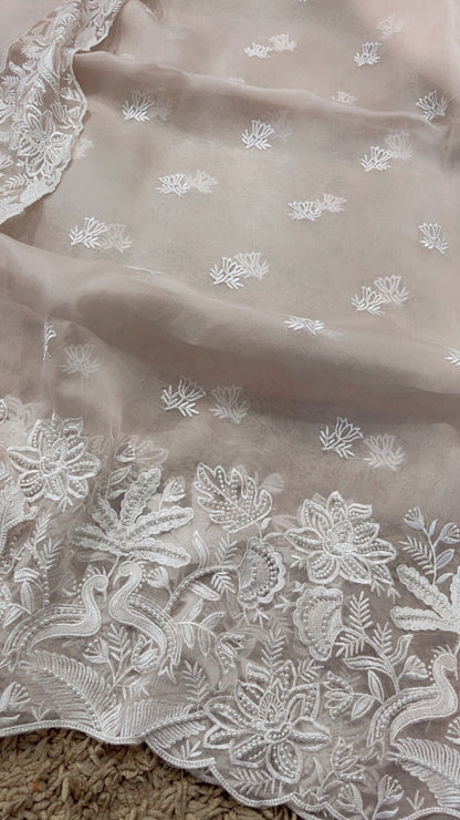 Atharva Heritage SHEER LUXURY Pure Silk Organza French Thread Embroidery with Pearl Hand Embroidered Highlight SUIT SOFTHP561
