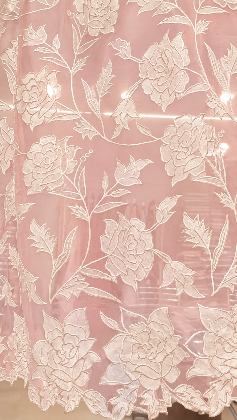 Atharva Heritage Sheer LuxuryPure Silk Organza Hand Applique Pastel Pink and Ivory Applique Saree AH-001(D)