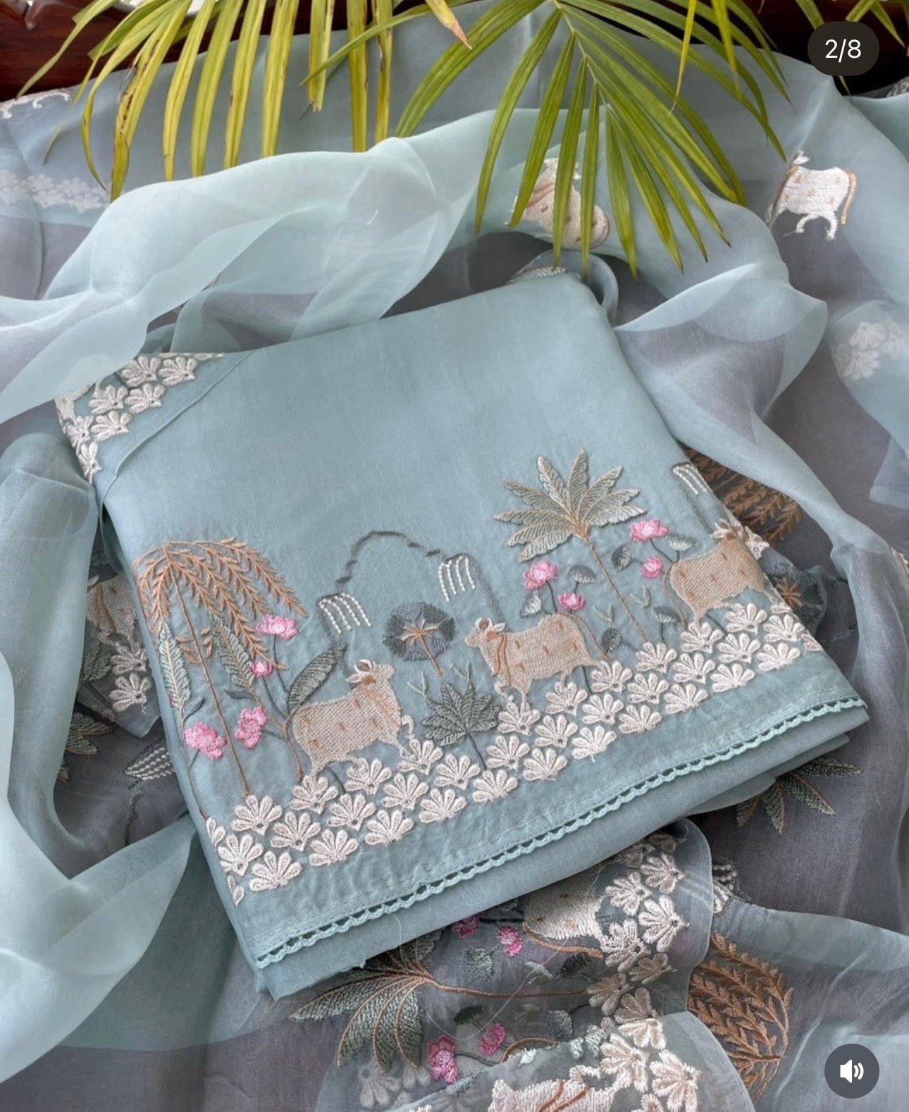 Atharva Frech Thread Pichwai motifs  Embroidered Pure Mul Chanderi Hand woven  edits AH1318P67