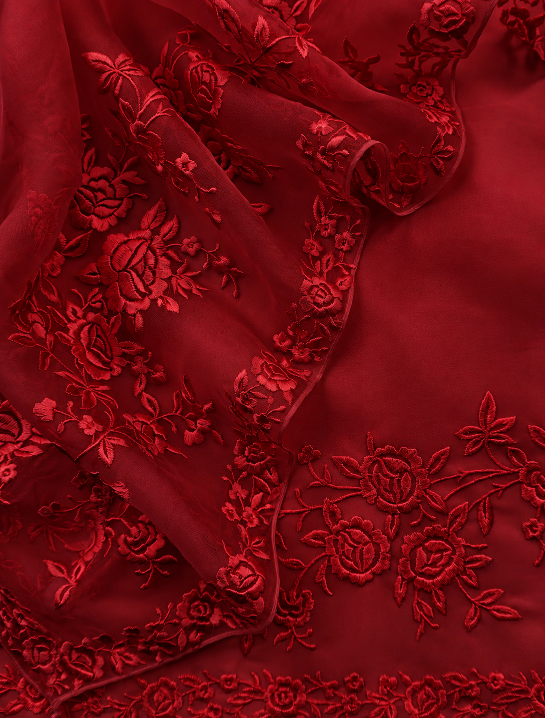 Atharva Heritage Pure Silk Organza Parsi Thread Monochrome Embroidery Front And Back  Suit SOP543
