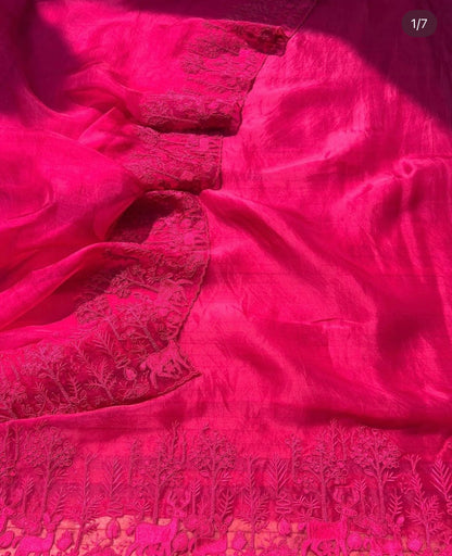 Atharva Heritage SHEER LUXURY Pure Silk Organza French Thread Embroidery SUIT SHEER00715