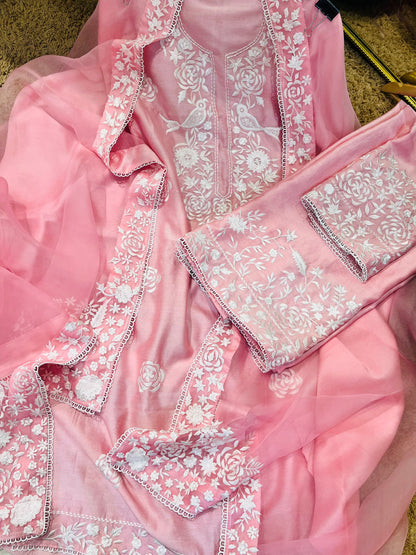 Atharva Heritage ✨ Unbelievable Luxury | Pure Chanderi Silk Kurta with Parsi Embroidery & Silk Organza Dupatta PCHPG0057