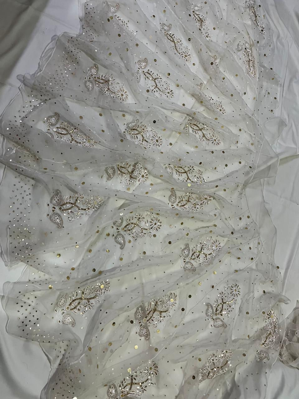 Atharva Heritage Pure Silk Organza Unstitched Lehenga with Handcrafted Mukesh Kamdhani Work – 18 Kalis | Dyeable | Premium Bridal & Festive Wear MKSOUL768