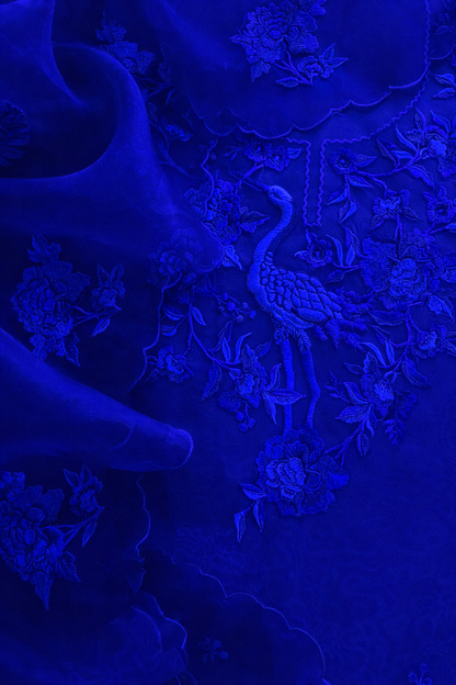 Atharva Heritage Sheer Luxury Pure Silk Organza Parsi Embroidered Monochrome Trousseau Collection unstitched Suit AH1318MB76