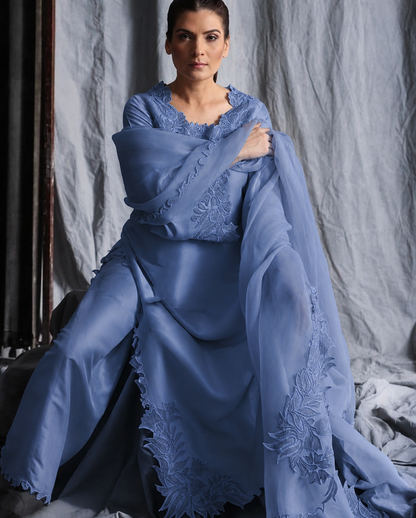 Atharva Heritage Sheer Luxury Ready to Wear Pakistani Appliqué  Unstitched Suit SLP0507 Pastel Lilac