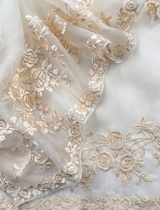 Atharva Heritage Pure Silk Organza French Thread Monochrome Embroidery Suit SOP543