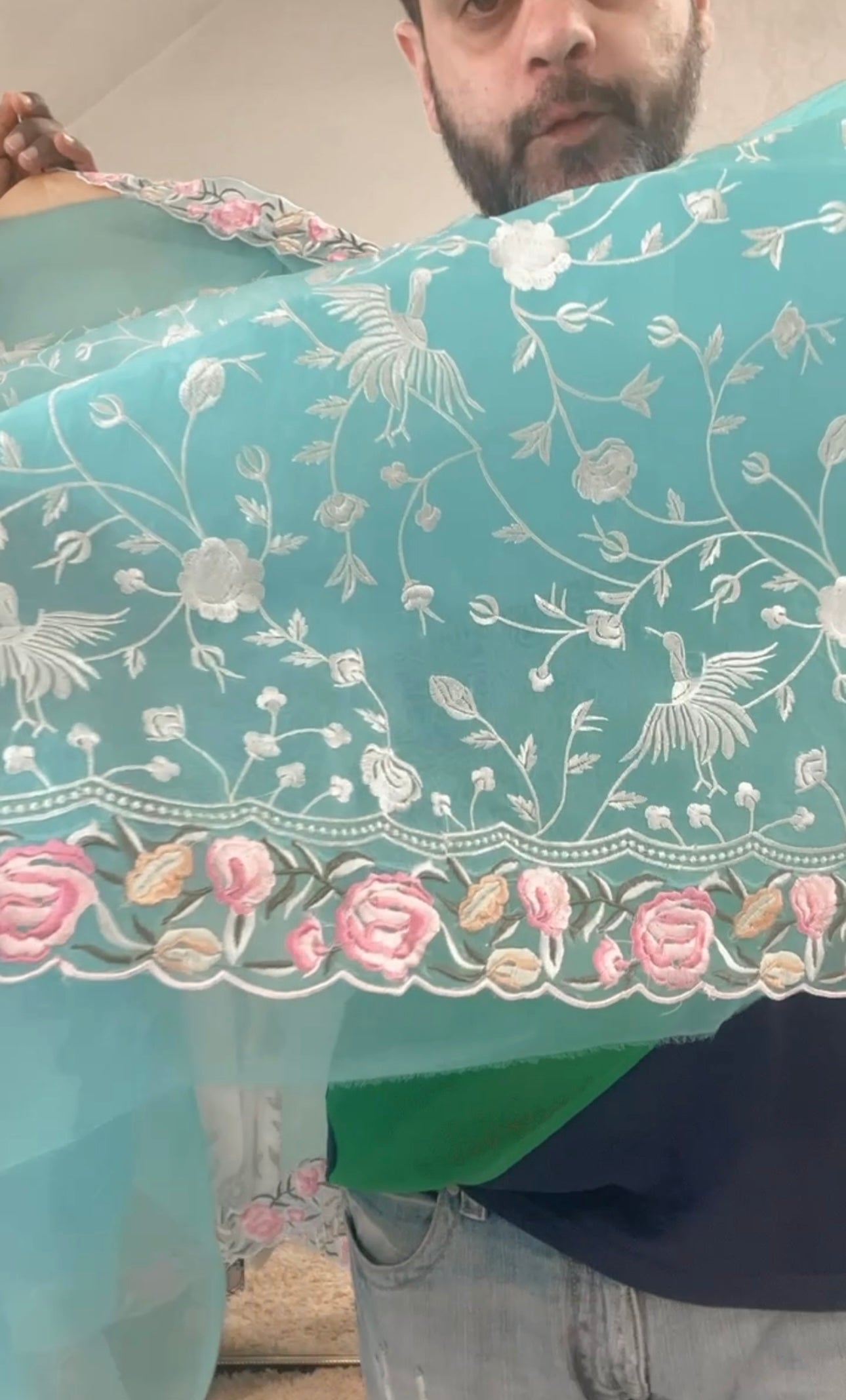 Atharva Heritage 	The Sky Blue Muse – Pure Silk Organza Elegance SOPG162