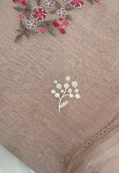 ATHARVA HERITAGE PURE MUL CHANDERI SILK  PARSI GARA SUIT MCH0013P Dusty Peach