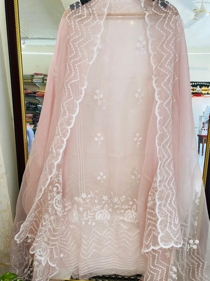 Atharva Heritage Premium French Thread Embroidered Pure Silk Organza Pakistani Suit