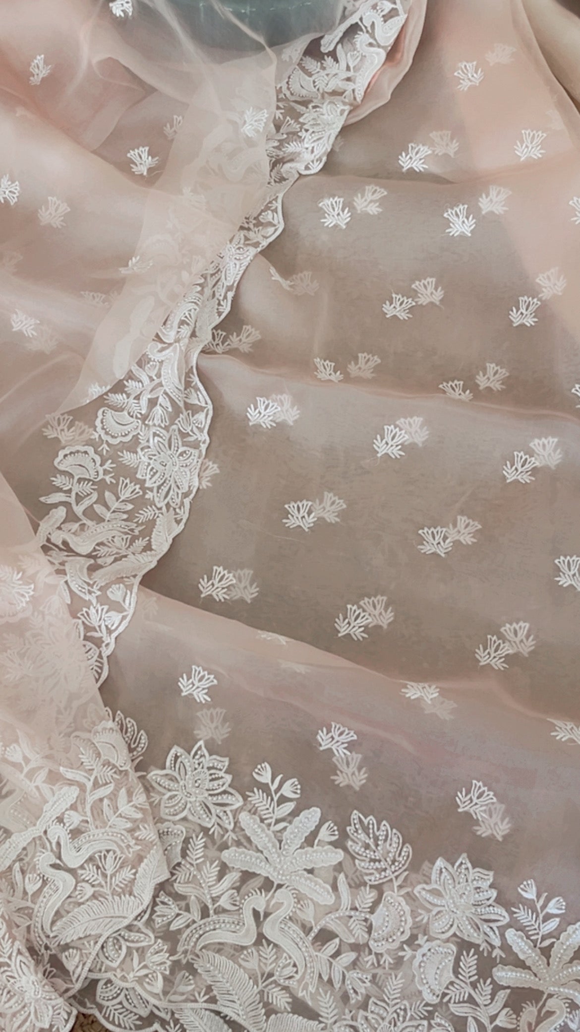 Atharva Heritage SHEER LUXURY Pure Silk Organza French Thread Embroidery with Pearl Hand Embroidered Highlight SUIT SOFTHP561