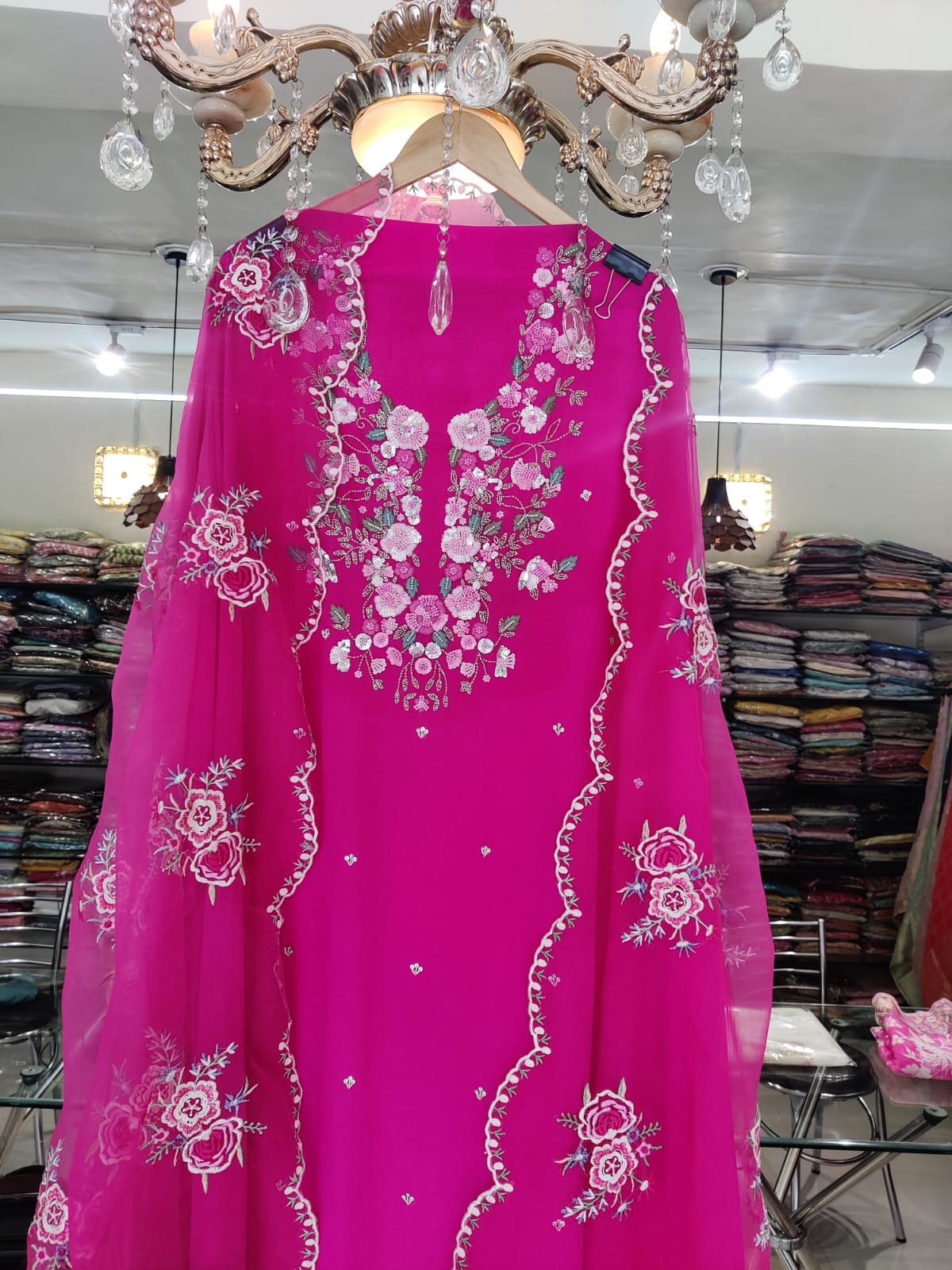 Atharva Heritage stunning Crepe Silk 80 Gram Kurta with Pure Silk Organza Parsi Dupatta SG0051