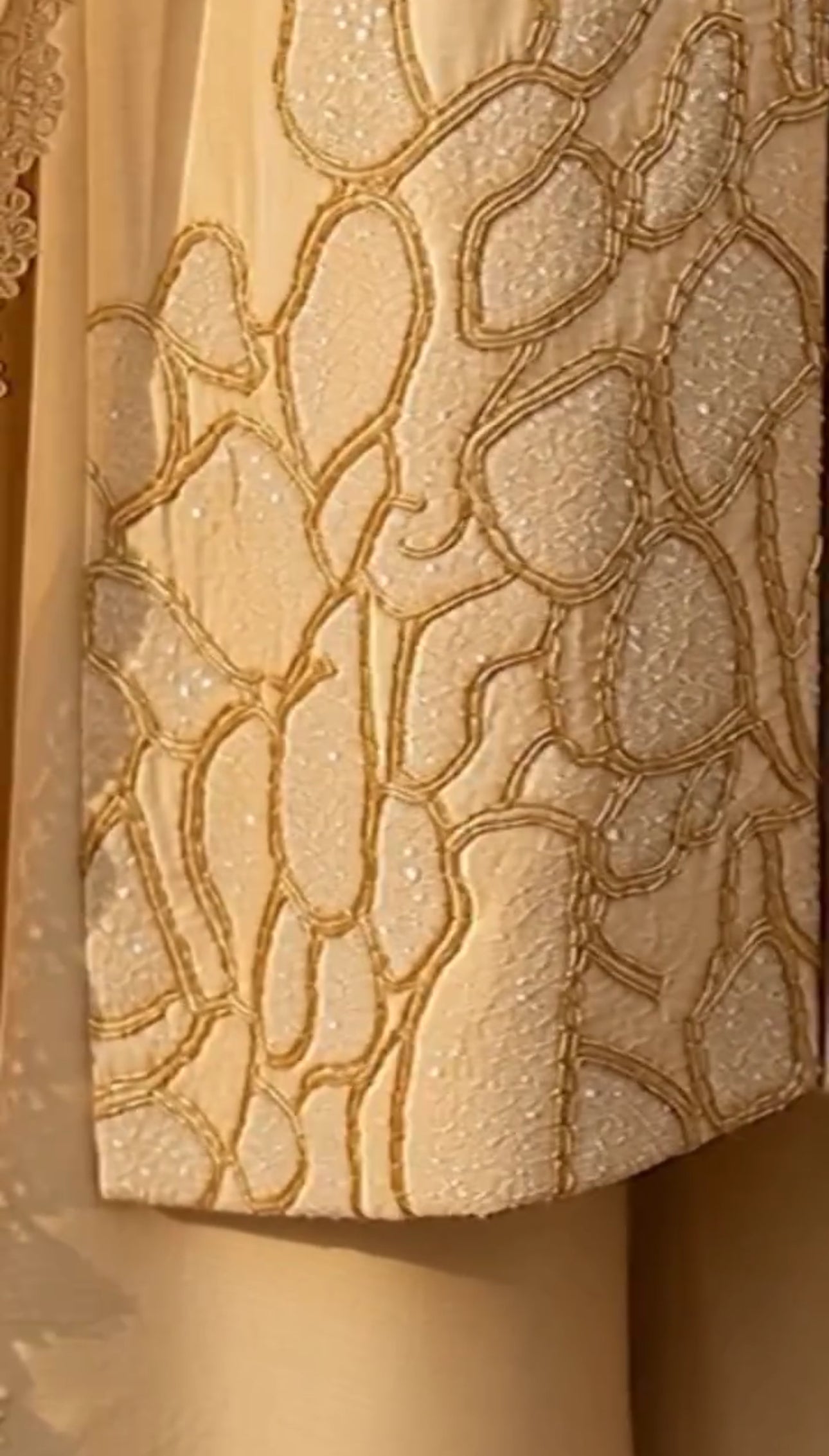 Atharva Heritage Noor Beige Monochrome Hand-Embroidered Raw Silk A-Line Suit AH13183157