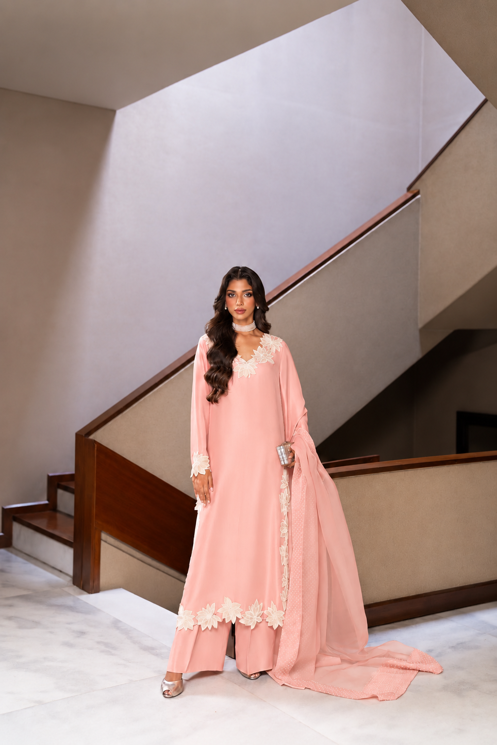 Atharva Heritage – Hand-Embroidered Pure Silk Pakistani Suit with Pearl & Katdana Detailing AHSS1561