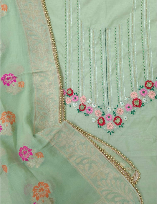 ATHARVA Hand Embroidery Salwar Kameez/Chanderi Ladies Suit/Banarsi Silk Dupatta/Stones/Custom Stitch Unstitch/Embroidery Potli/Gift/CH16772