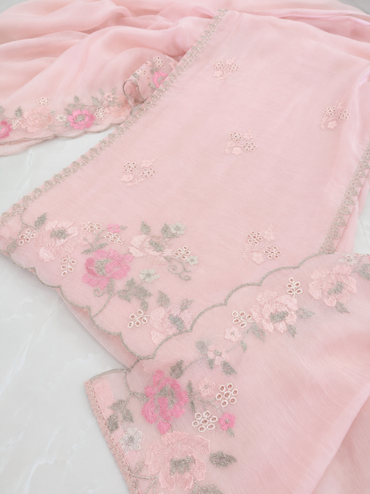 ATHARVA HERITAGE PURE MUL CHANDERI Cross stitch Embroidery Pakistani SUIT AH1813091 Pink