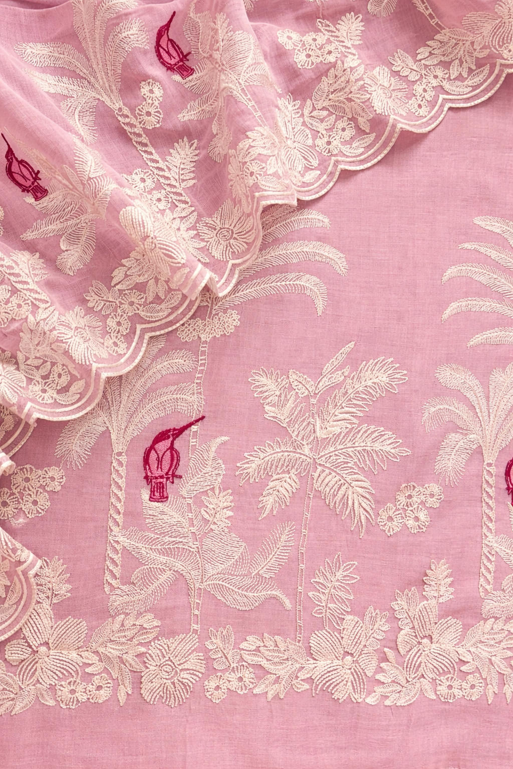 ATHARVA HERITAGE PURE CHANDERI  SILK 70 GRAMS PAKISTANI SUIT FRENCH THREAD EMBROIDERED CHO0078 Powder Pink