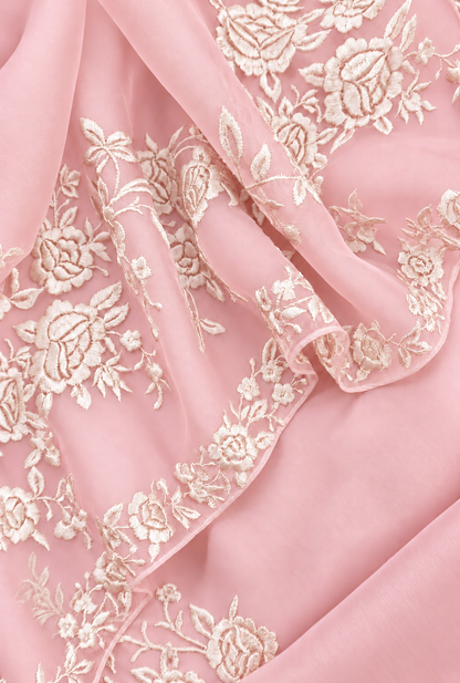 Atharva Heritage Pure Silk Organza Parsi Thread Monochrome Embroidery Front And Back  Suit SOP543