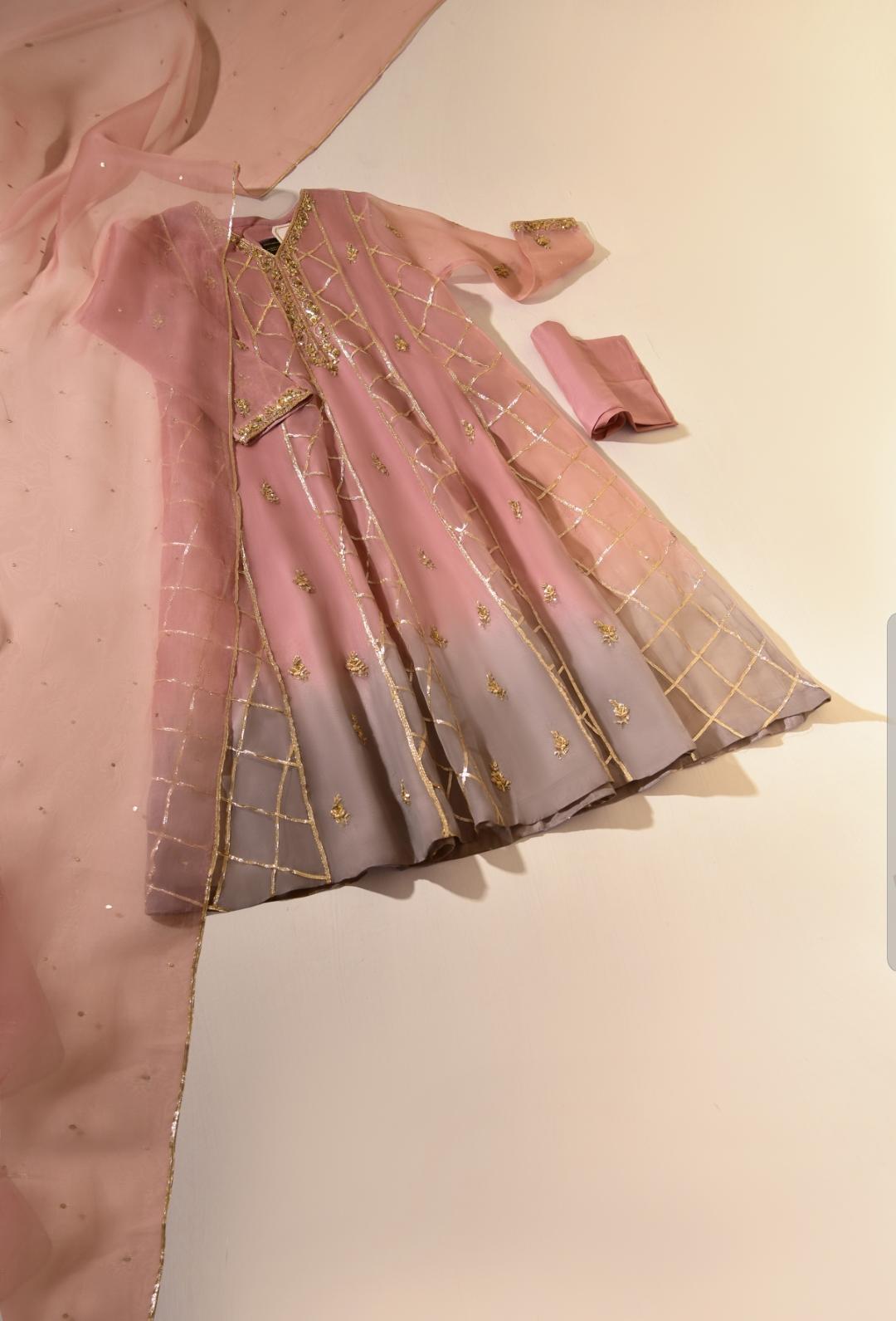 Atharva Heritage Pure Silk Organza Ombré   Anarkali OAA002