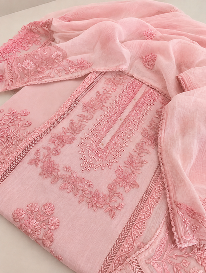 ATHARVA HERITAGE PURE MUL CHANDERI Thread Embroidery Pakistani SUIT AH1813091 Pink