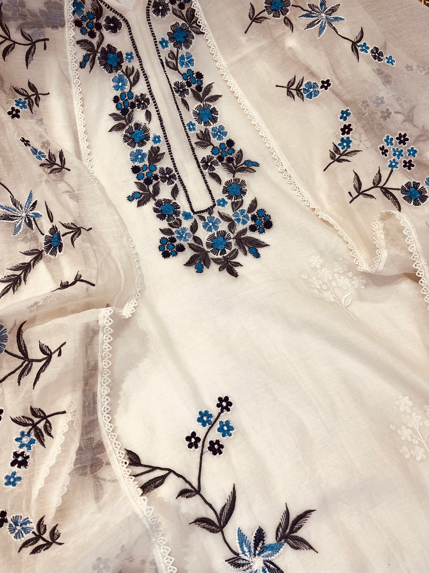 ATHARVA HERITAGE PURE MUL CHANDERI SILK  PARSI GARA SUIT MCH0013-12