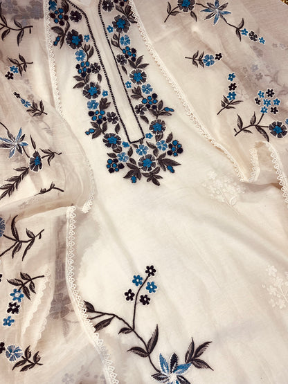 ATHARVA HERITAGE PURE MUL CHANDERI SILK  PARSI GARA SUIT MCH0013-12
