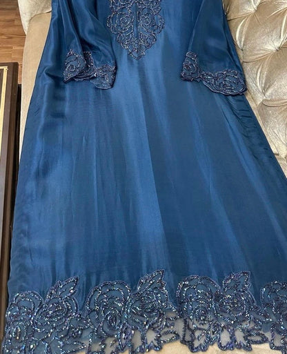 Atharva Luxe – Pure Silk Luxury Kurta Set with Handcrafted Ghera Sleeves & Organza Dupatta