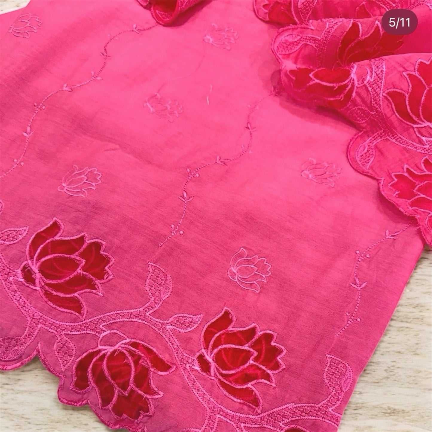 Atharva Heritage/Pure Mul Chanderi Shirt & Dupatta/ Hand Applique/Cutwork with Thread Embroidery/Cotton Silk  Bottom/CUT80388