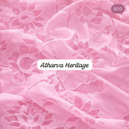 Atharva Heritage Hand Applique Embroidery Salwar Kameez/Chanderi Cut-Work Shirt & Dupatta/Santoon Bottom/Custom Stitch Unstitch/Plazo/Pant/CUT8115P