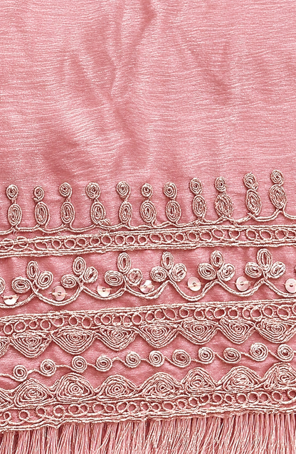 Atharva Heritage MAHARANI LUXURY Hand Woven TISSUE SILK 80 Grams SUIT with Rose Gold Dori Embroidery AHMTC002 Powder Pink