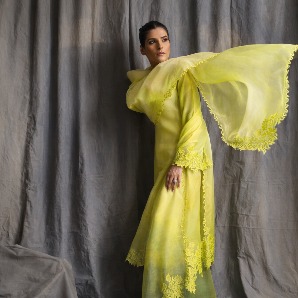 ATHARVA HERITAGE Satin Organza 80 Grams Ombre Hand Applique Pakistani Suit SLPOM976